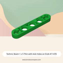 Technic Beam 1 x 5 Thin with Axle Holes on Ends #11478 - 28-Green