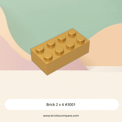 Brick 2 x 4 #3001 - 297-Pearl Gold