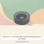 Tile Round 1 x 1 with Offset Black Eye #98138pr0008 (patterns are stickers) - 199-Dark Bluish Gray