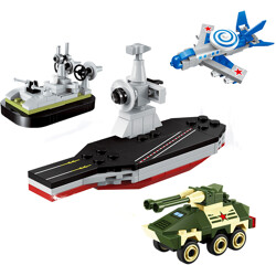 QMAN / ENLIGHTEN / KEEPPLEY 1232 Military: Mini Military 4 Alpha armored vehicles, E-3 early warning aircraft, nuclear-powered aircraft carriers, hovercraft landing craft