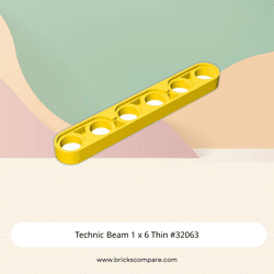 Technic Beam 1 x 6 Thin #32063 - 24-Yellow