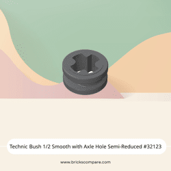 Technic Bush 1/2 Smooth with Axle Hole Semi-Reduced #32123 - 199-Dark Bluish Gray