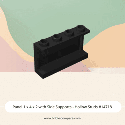 Panel 1 x 4 x 2 with Side Supports - Hollow Studs #14718 - 26-Black