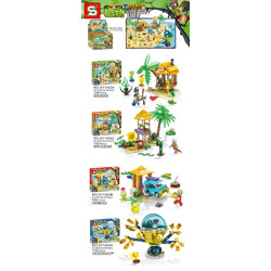 SY SY1453 Plants vs. Zombies: 4 beach cottages, beach watchtowers, garage ejection, mechanical octopus zombies