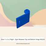 Door 1 x 3 x 2 Right - Open Between Top and Bottom Hinge #92263 - 23-Blue