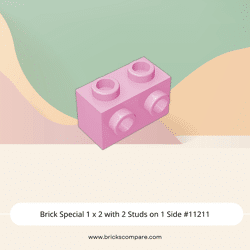 Brick Special 1 x 2 with 2 Studs on 1 Side #11211 - 222-Bright Pink