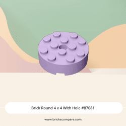 Brick Round 4 x 4 With Hole #87081 - 325-Lavender