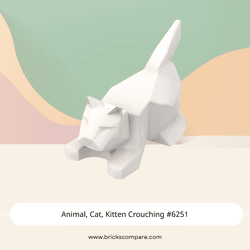 Animal, Cat, Kitten Crouching #6251 - 1-White