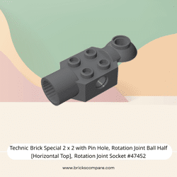 Technic Brick Special 2 x 2 with Pin Hole, Rotation Joint Ball Half [Horizontal Top], Rotation Joint Socket #47452  - 199-Dark Bluish Gray