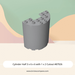 Cylinder Half 3 x 6 x 6 with 1 x 2 Cutout #87926 - 194-Light Bluish Gray