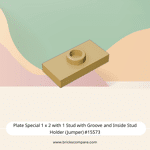 Plate Special 1 x 2 with 1 Stud with Groove and Inside Stud Holder (Jumper) #15573 - 5-Tan