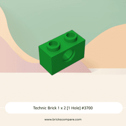 Technic Brick 1 x 2 [1 Hole] #3700 - 28-Green