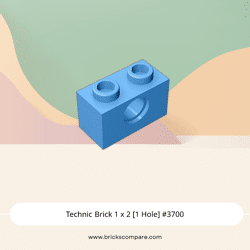 Technic Brick 1 x 2 [1 Hole] #3700 - 102-Medium Blue