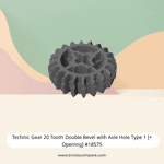 Technic Gear 20 Tooth Double Bevel with Axle Hole Type 1 [+ Opening] #18575 - 199-Dark Bluish Gray