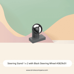 Steering Stand 1 x 2 with Black Steering Wheel #3829c01 - 199-Dark Bluish Gray