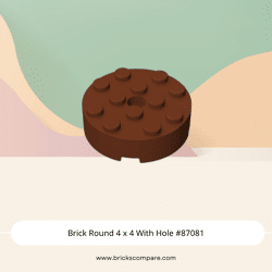 Brick Round 4 x 4 With Hole #87081 - 192-Reddish Brown