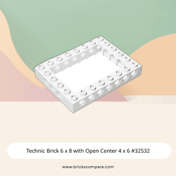 Technic Brick 6 x 8 with Open Center 4 x 6  #32532 - 1-White
