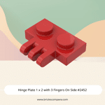 Hinge Plate 1 x 2 with 3 Fingers On Side #2452 - 21-Red