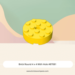 Brick Round 4 x 4 With Hole #87081 - 24-Yellow