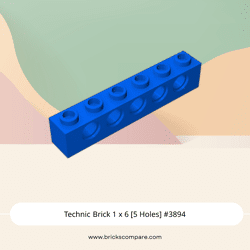 Technic Brick 1 x 6 [5 Holes] #3894 - 23-Blue