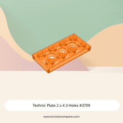 Technic Plate 2 x 4 3 Holes #3709 - 182-Trans-Orange