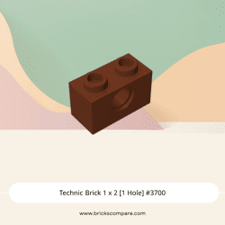 Technic Brick 1 x 2 [1 Hole] #3700 - 192-Reddish Brown