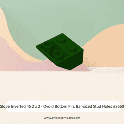 Slope Inverted 45 2 x 2 - Ovoid Bottom Pin, Bar-sized Stud Holes #3660 - 141-Dark Green