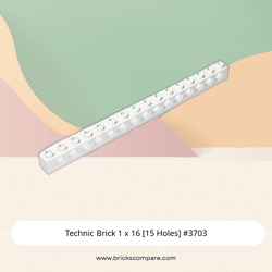 Technic Brick 1 x 16 [15 Holes] #3703 - 1-White
