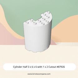 Cylinder Half 3 x 6 x 6 with 1 x 2 Cutout #87926 - 1-White