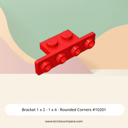 Bracket 1 x 2 - 1 x 4 - Rounded Corners #10201  - 21-Red