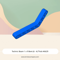 Technic Beam 1 x 9 Bent (6 - 4) Thick #6629 - 23-Blue