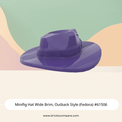 Minifig Hat Wide Brim, Outback Style (Fedora) #61506 - 268-Dark Purple