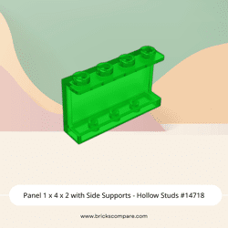 Panel 1 x 4 x 2 with Side Supports - Hollow Studs #14718 - 48-Trans-Green