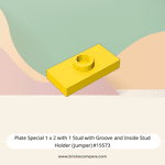 Plate Special 1 x 2 with 1 Stud with Groove and Inside Stud Holder (Jumper) #15573 - 24-Yellow