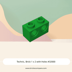 Technic, Brick 1 x 2 with Holes #32000 - 28-Green