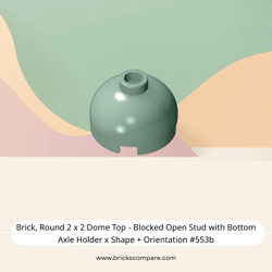 Brick, Round 2 x 2 Dome Top - Blocked Open Stud with Bottom Axle Holder x Shape + Orientation #553b  - 151-Sand Green