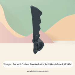 Weapon Sword / Cutlass Serrated with Skull Hand Guard #23984 - 316-Titanium Metallic