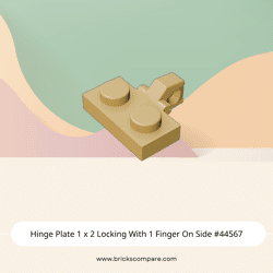 Hinge Plate 1 x 2 Locking With 1 Finger On Side #44567 - 5-Tan
