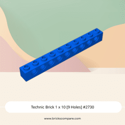 Technic Brick 1 x 10 [9 Holes] #2730 - 23-Blue