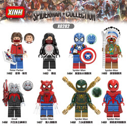 XINH X0282 Spider-Man 8 Peter Parker, Spider-Man, Captain America Spider-Man, Tribal Spider-Man, Symbiosis God Nar, Werewolf Spider-Man, Nine Snake Spider-Man, Evil Cape Spider-Man
