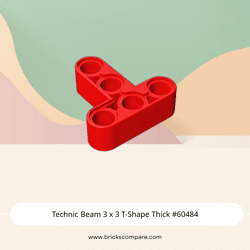 Technic Beam 3 x 3 T-Shape Thick #60484 - 21-Red