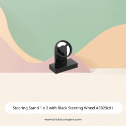 Steering Stand 1 x 2 with Black Steering Wheel #3829c01 - 26-Black