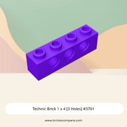 Technic Brick 1 x 4 [3 Holes] #3701 - 268-Dark Purple