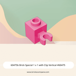 60475b Brick Special 1 x 1 with Clip Vertical #60475 - 221-Dark Pink