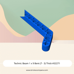Technic Beam 1 x 9 Bent (7 - 3) Thick #32271 - 23-Blue