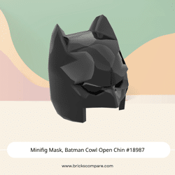 Minifig Mask, Batman Cowl Open Chin #18987 - 26-Black