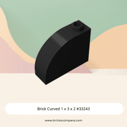 Brick Curved 1 x 3 x 2 #33243 - 26-Black