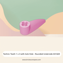 Technic Tooth 1 x 3 with Axle Hole - Rounded Underside #41669  - 222-Bright Pink