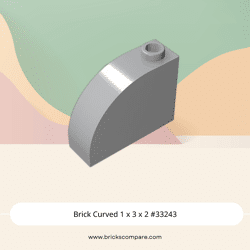 Brick Curved 1 x 3 x 2 #33243 - 194-Light Bluish Gray