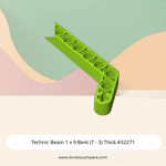 Technic Beam 1 x 9 Bent (7 - 3) Thick #32271 - 119-Lime